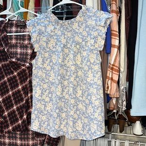 FLORAL CAPSLEEVE BLOUSE PERIWINKLE SIZE MEDIUM